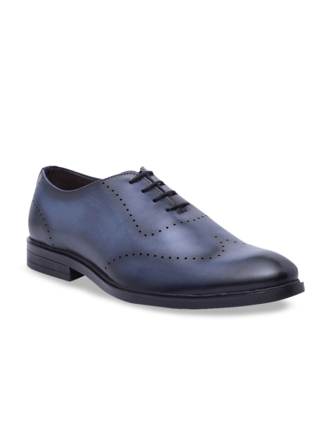 

TREEMODA Men Blue Solid Leather Formal Oxfords