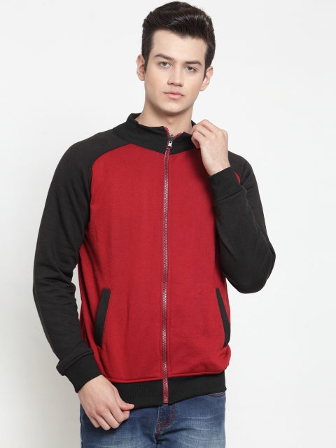 

VOXATI Men Maroon & Black Solid Sweatshirt