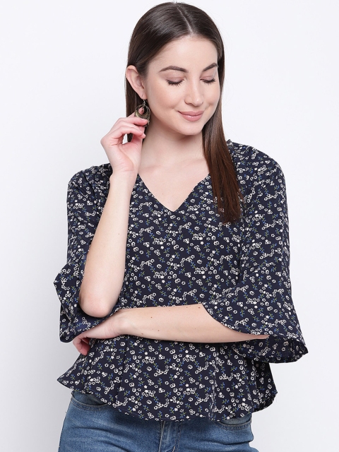 

Mayra Women Navy Blue Ditsy Floral Printed Top