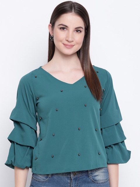 

Mayra Women Teal Green Embellished Top