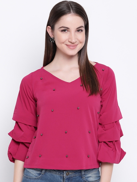 

Mayra Women Fuchsia Pink Embellished Top