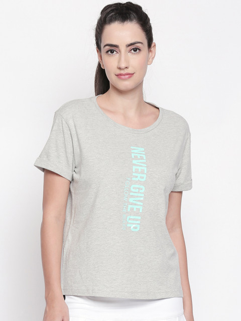 

Ajile by Pantaloons Women Grey Printed Round Neck T-shirt