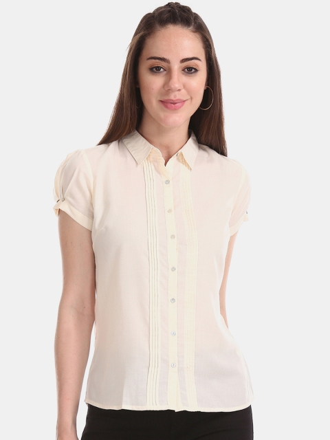 

Cherokee Women Beige Regular Fit Solid Formal Shirt