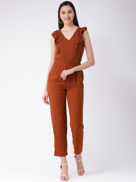 

Latin Quarters Women Brown Solid Basic Jumpsuit
