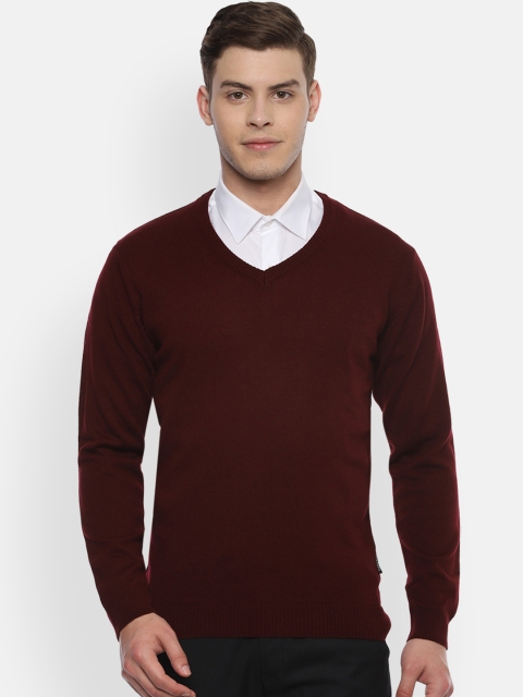 

Van Heusen Men Maroon Solid Pullover Sweater