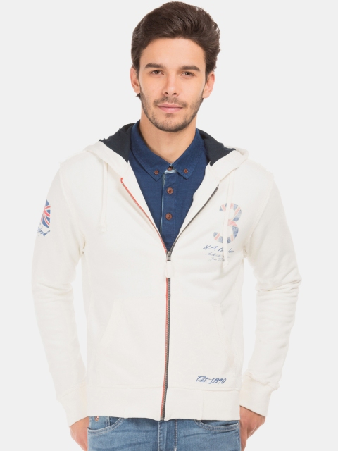

U.S. Polo Assn. Men White Printed Hooded Sweatshirt