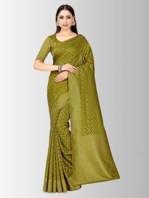 

Mitera Olive Green Art Silk Checked Patola Saree