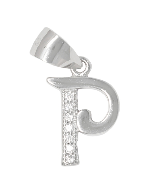 

Unniyarcha Jewellery 92.5 Sterling Silver & White CZ Studded P Alphabet-Shaped Pendant