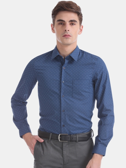 

Excalibur Men Blue & White Skinny Fit Printed Formal Shirt