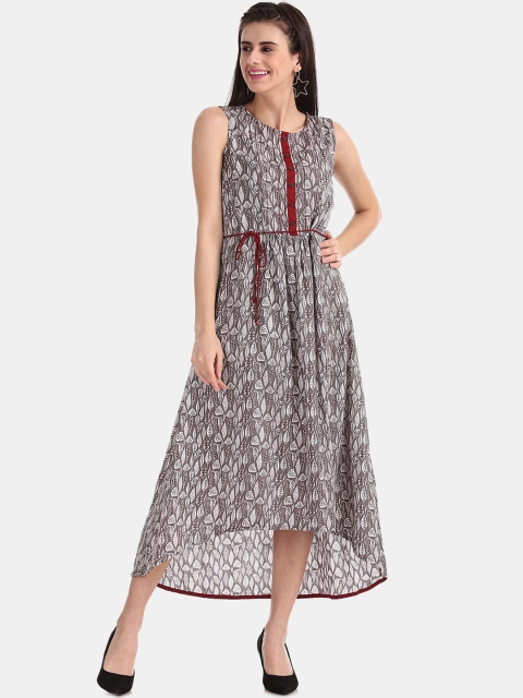 

Bronz Women Grey Printed Fit and Flare Dress