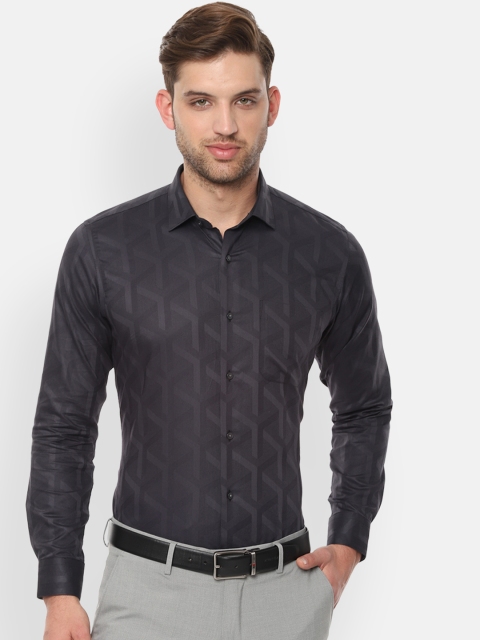 

Van Heusen Men Black Slim Fit Printed Formal Shirt