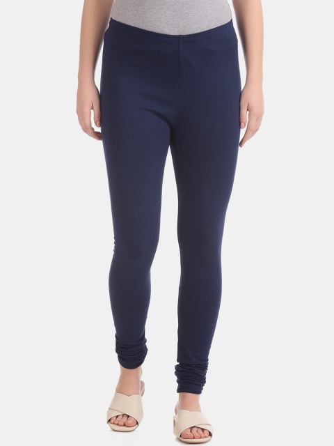 

Karigari Women Navy Blue Solid Slim-Fit Churidar