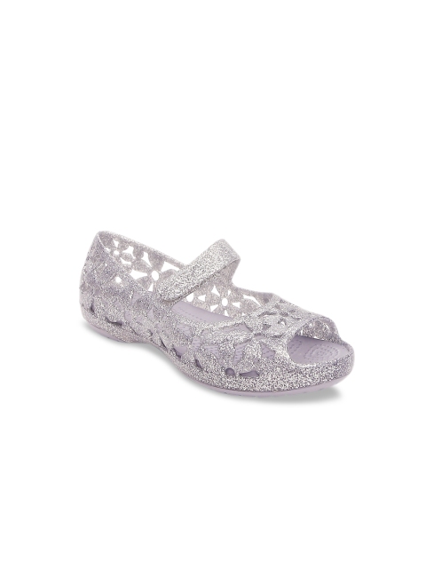 

Crocs Isabella Girls Silver-Toned Embellished Peep Toe Flats