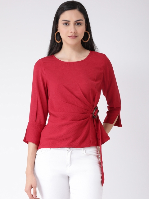 

Latin Quarters Women Maroon Solid Cinched Waist Top