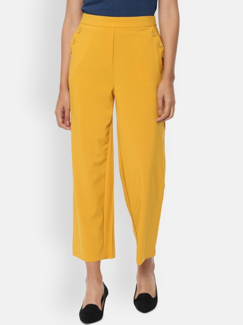 

Van Heusen Woman Women Yellow Regular Fit Solid Parallel Trousers