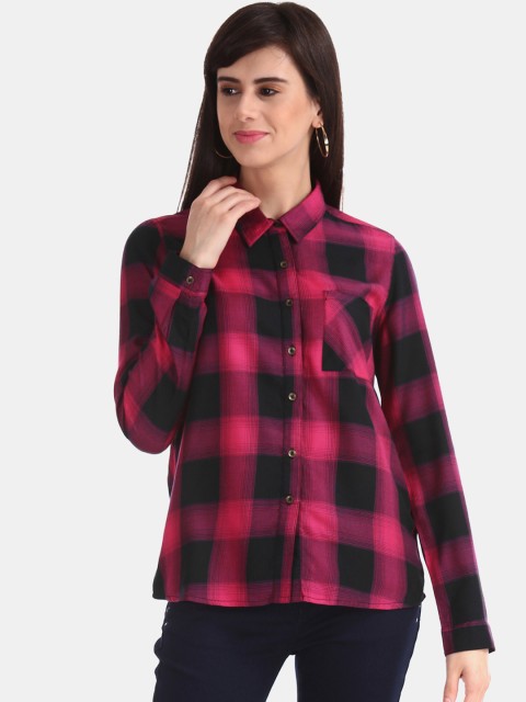 

Cherokee Women Pink Regular Fit Checked Casual Shirt