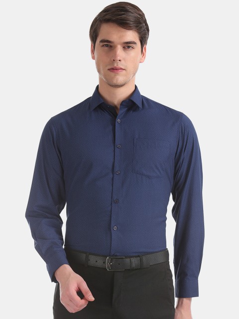 

Excalibur Men Blue Skinny Fit Printed Formal Shirt