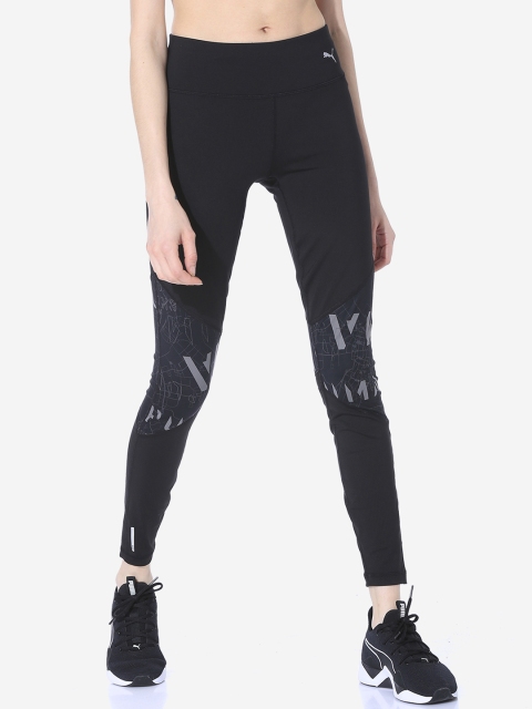 

Puma Women Black Solid Graphic Full Tights
