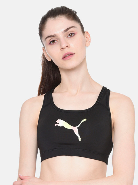 

Puma Black Solid Non-Wired Non Padded 4Keeps PM Colorshift CAT Sports Bra 51699818