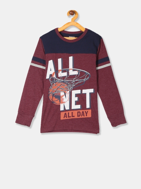 

The Childrens Place Boys Maroon Printed Round Neck T-shirt