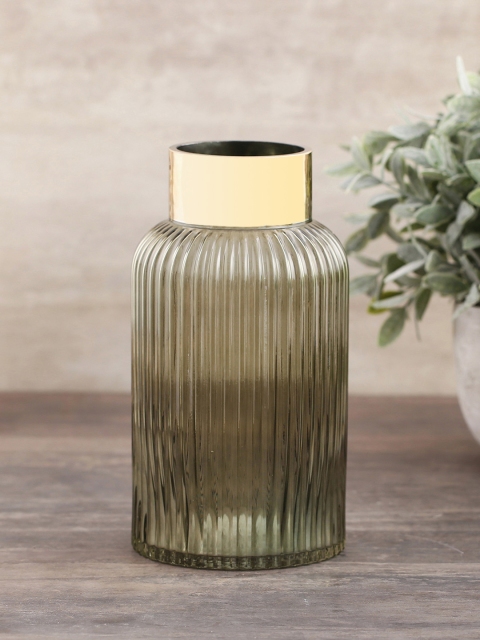 

Pure Home and Living Green & Gold-Toned Glass Flower Vase