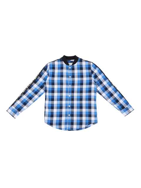 

Pantaloons Junior Boys Blue & White Regular Fit Checked Casual Shirt