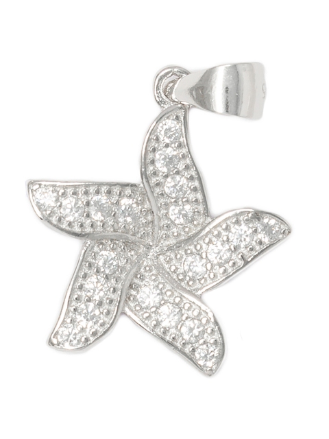 

Unniyarcha Jewellery 92.5 Sterling Silver & White CZ Studded Flower-Shaped Pendant