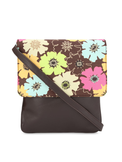 

Vivinkaa Brown & Turquoise Blue Printed Sling Bag