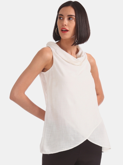

Cherokee Women White Solid Tiered Top