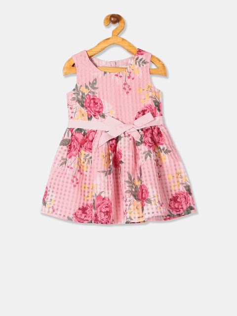 

The Childrens Place Girls Pink Floral Print Fit and Flare Dress