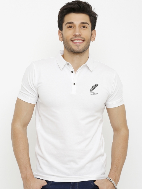 

Rex Straut Jeans Men White Slim Fit Solid Polo Collar T-shirt