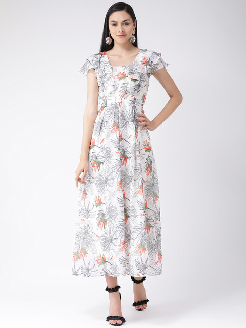

Latin Quarters Women Off-White Floral Print Fit and Flare Dress