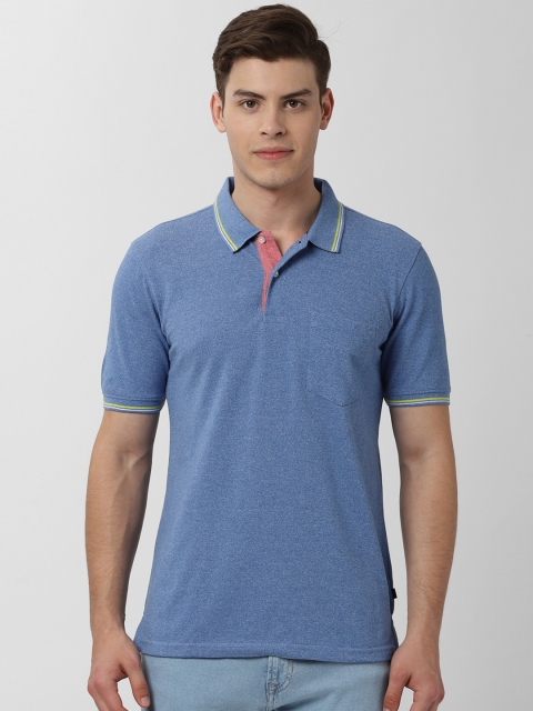 

Peter England Casuals Men Blue Solid Polo Collar T-shirt
