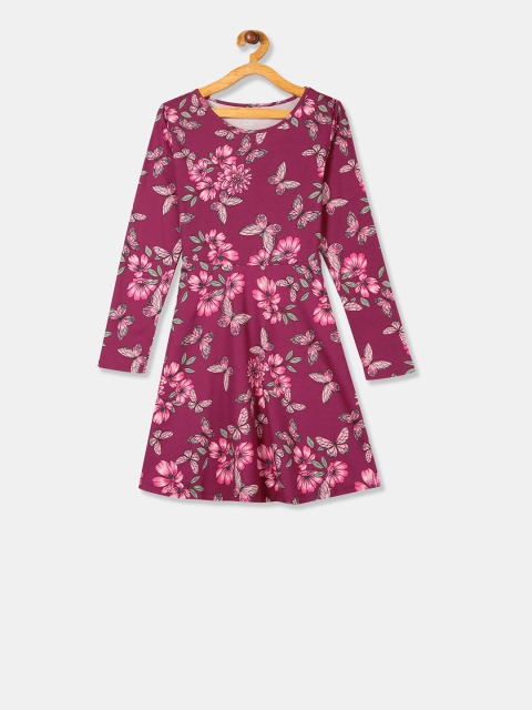 

The Childrens Place Girls Purple Printed Knitted Fit and Flare Dress