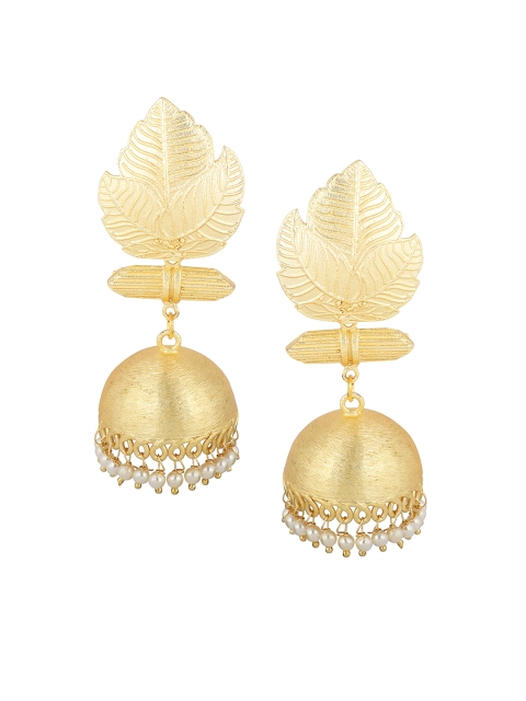 

Fabstreet Gold-Plated Handcrafted Leaf Shaped Jhumkas