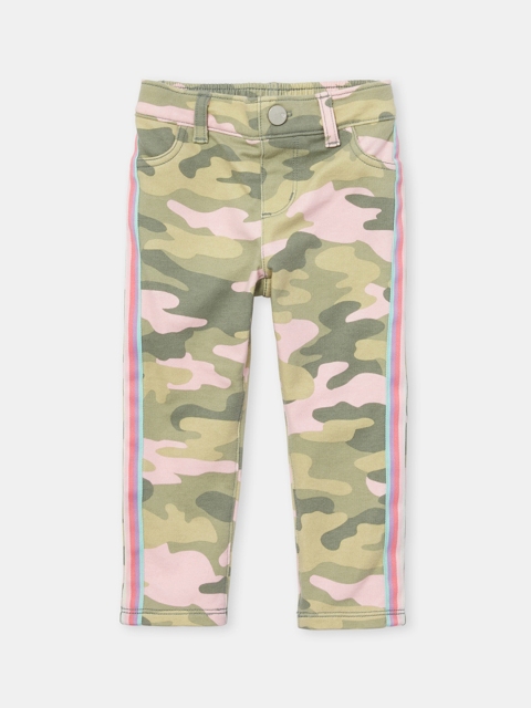 

The Childrens Place Girls Green & Pink Camouflage Printed Treggings