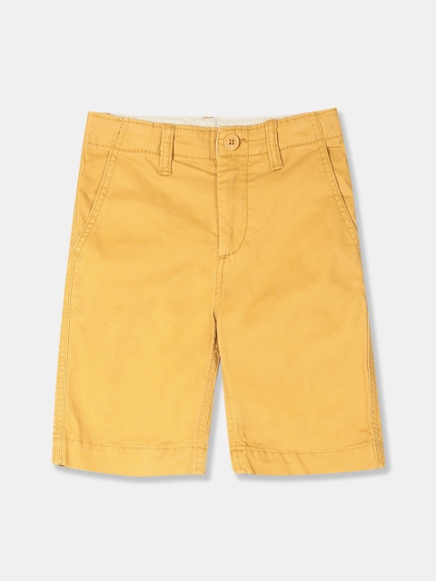 

GAP Boys Yellow Solid Cotton Stretch Shorts