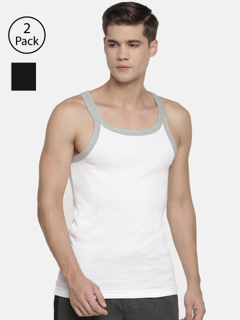 

Macroman M-Series Men Pack of 2 Solid Innerwear Vests MS902-WH-BL, White