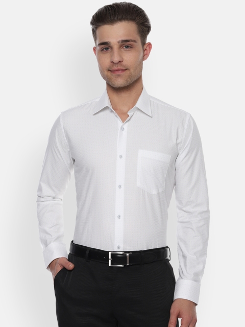

Van Heusen Men White & Blue Slim Fit Self Design Formal Shirt