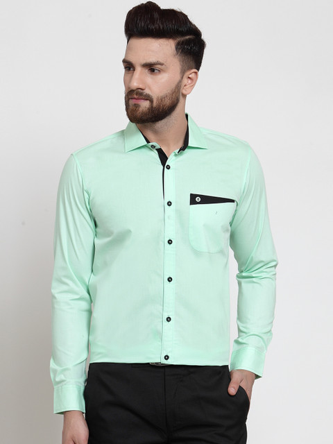 

Purple State Men Green Slim Fit Solid Casual Shirt