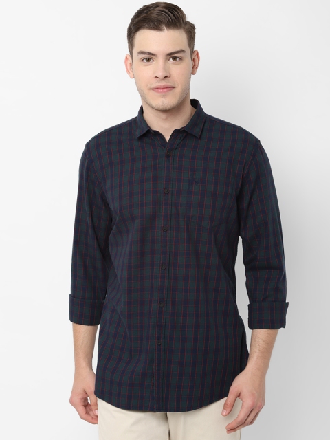 

Solly Jeans Co. Men Green & Navy Blue Regular Fit Checked Casual Shirt