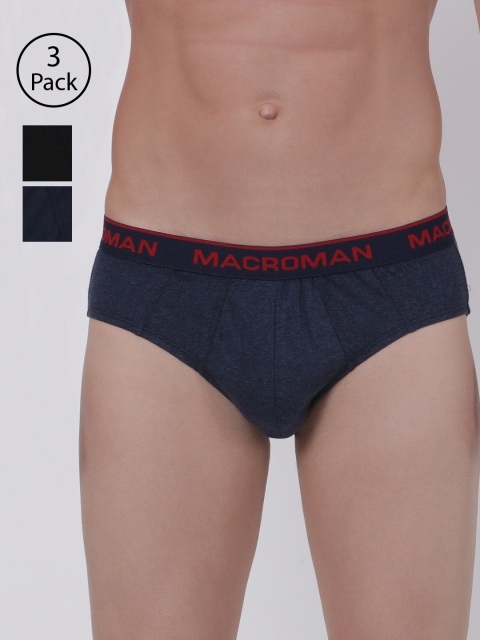

Macroman M-Series Men Pack Of 3 Assorted Solid Briefs M509-BM-NB-DM-XL