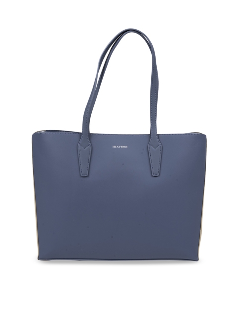 

HEATWAVE Blue & Khaki Colourblocked Handheld Bag