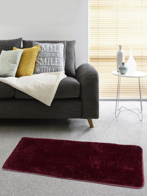

TIED RIBBONS Maroon Solid Rectangular Soft Fur Anti-Skid Bed Runner