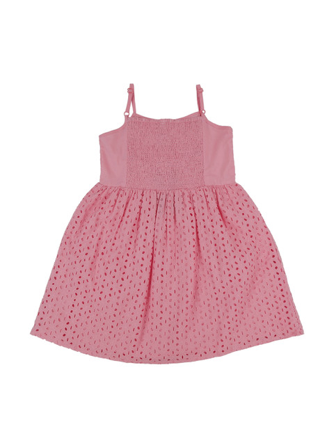 

Pantaloons Junior Girls Pink Self Design Fit and Flare Dress