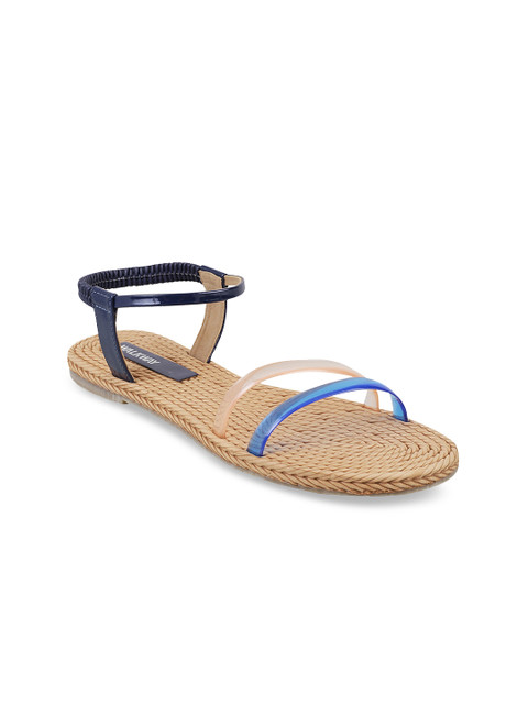 

WALKWAY Women Blue & Beige Colourblocked Open Toe Flats