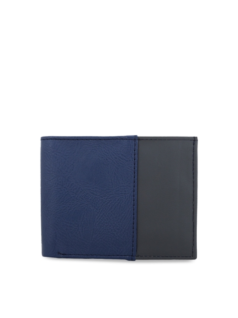 

yelloe Men Blue & Grey Colourblocked Two Fold Wallet