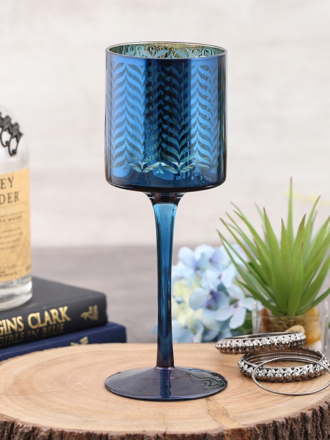 

Pure Home and Living Blue Sapphire Candle Holder With Stem