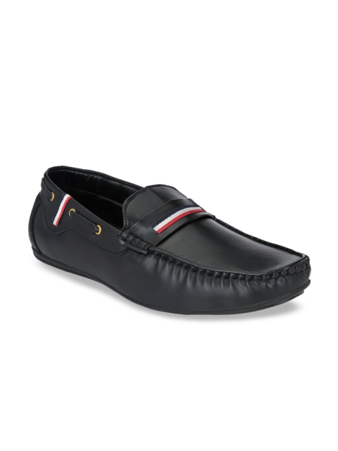 

Big Fox Men Black Striped Mid-Top Boat Shoes
