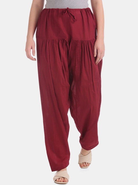 

Karigari Women Maroon Solid High-Rise Salwar, Red